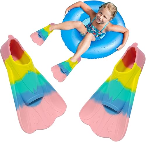 Miniatura 5 de Aletas de natación para niños, aletas de entrenamiento de natación para niños, aletas cortas de natación para natación de regazo, aletas de natación