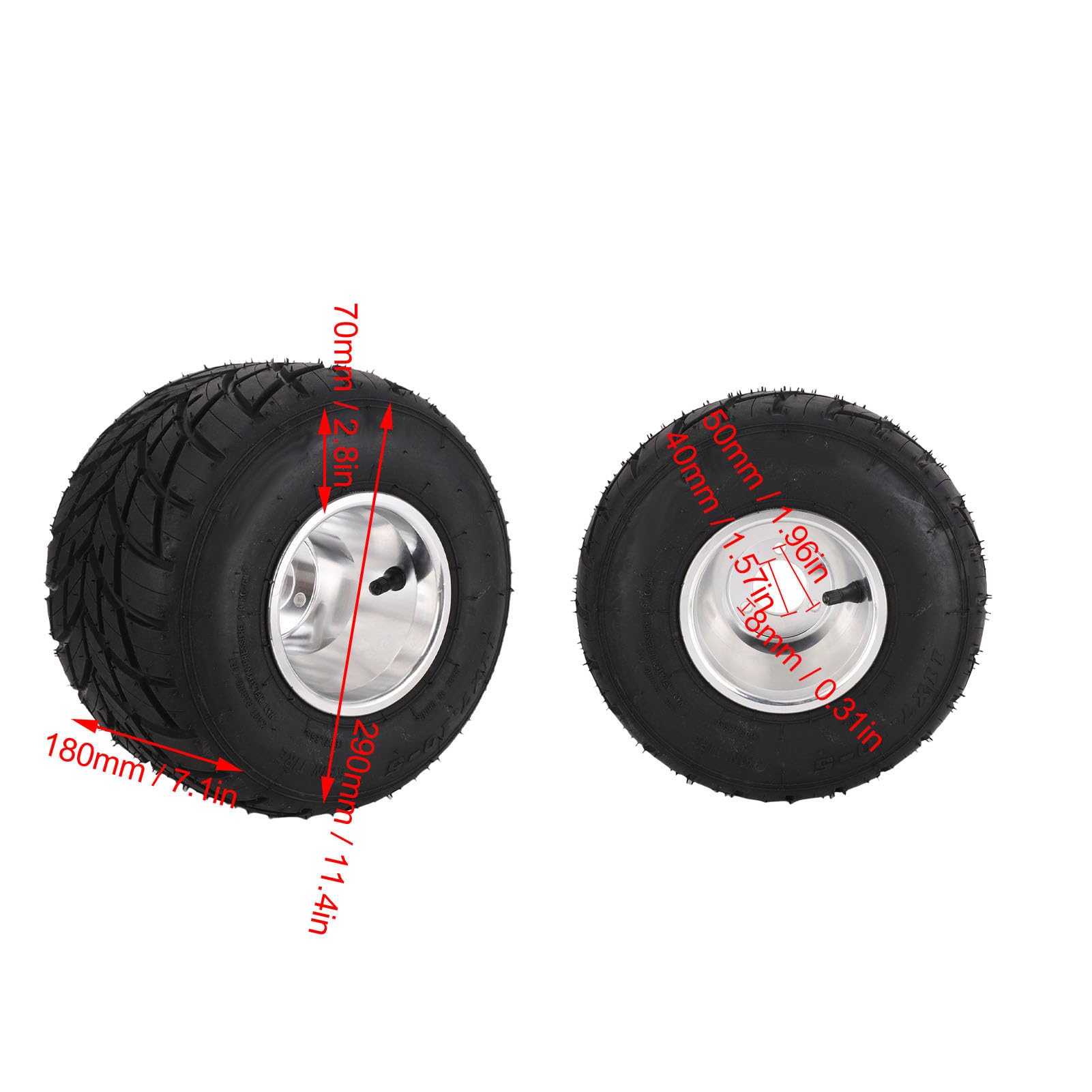 SIXRUN 11x7.10-5 Solid Low Profile Tire Wheel 3 PR 3-Bolt 50mm Spacing for ATV UTV SXS Go Kart