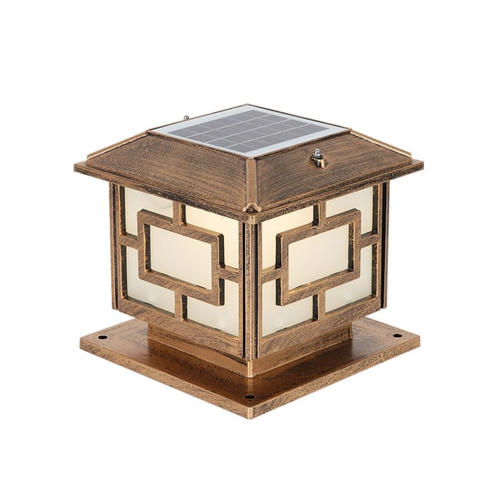 Lampe Solaire D'Extérieur avec Télécommande pour Poteau, Lampadaire De Jardin, Clôture, Terrasse, Boîte Aux Lettres, Cour Ou Porche,Bronze-Small