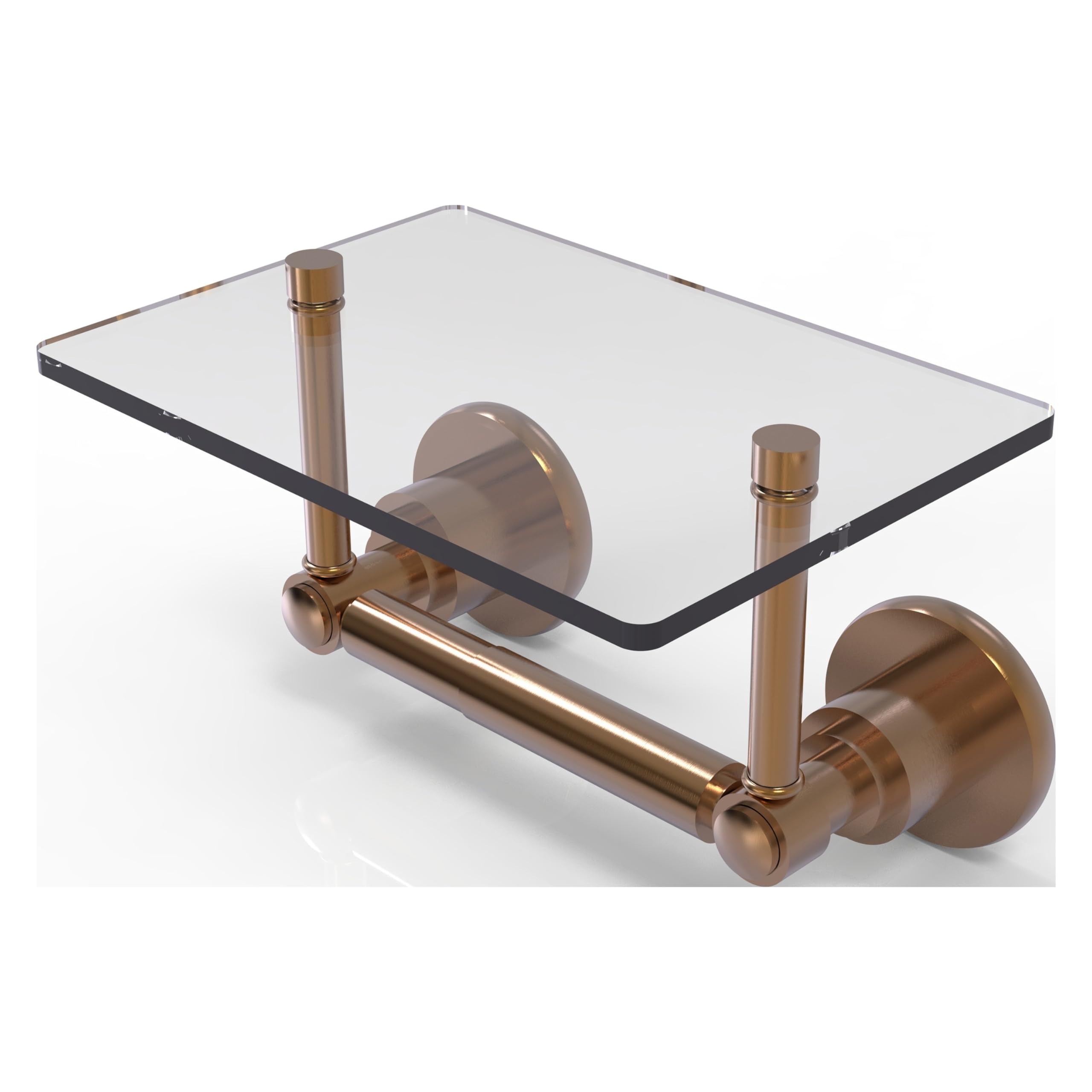 Allied BrassWS-GLT-24 Washington Square Collection Two Post Tissue Glass Shelf Toilet Paper Holder, Brushed Bronze