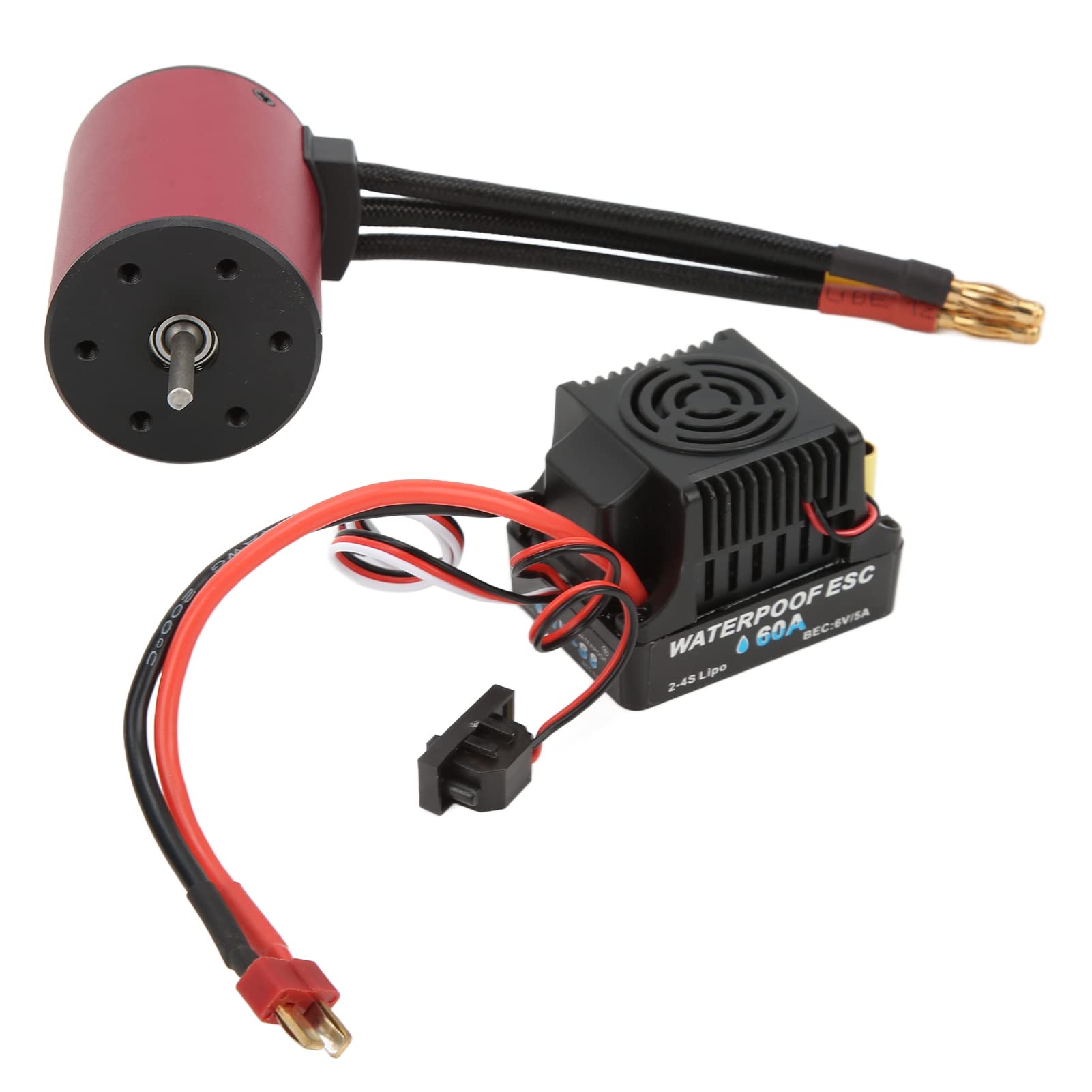 Silnik Bezszczotkowy z 60A ESC do Samochodów RC w Skali 1/10 | Wysoki moment obrotowy, wodoodporne, aluminiowe i miedziane materiały, odpowiednie do wyścigów