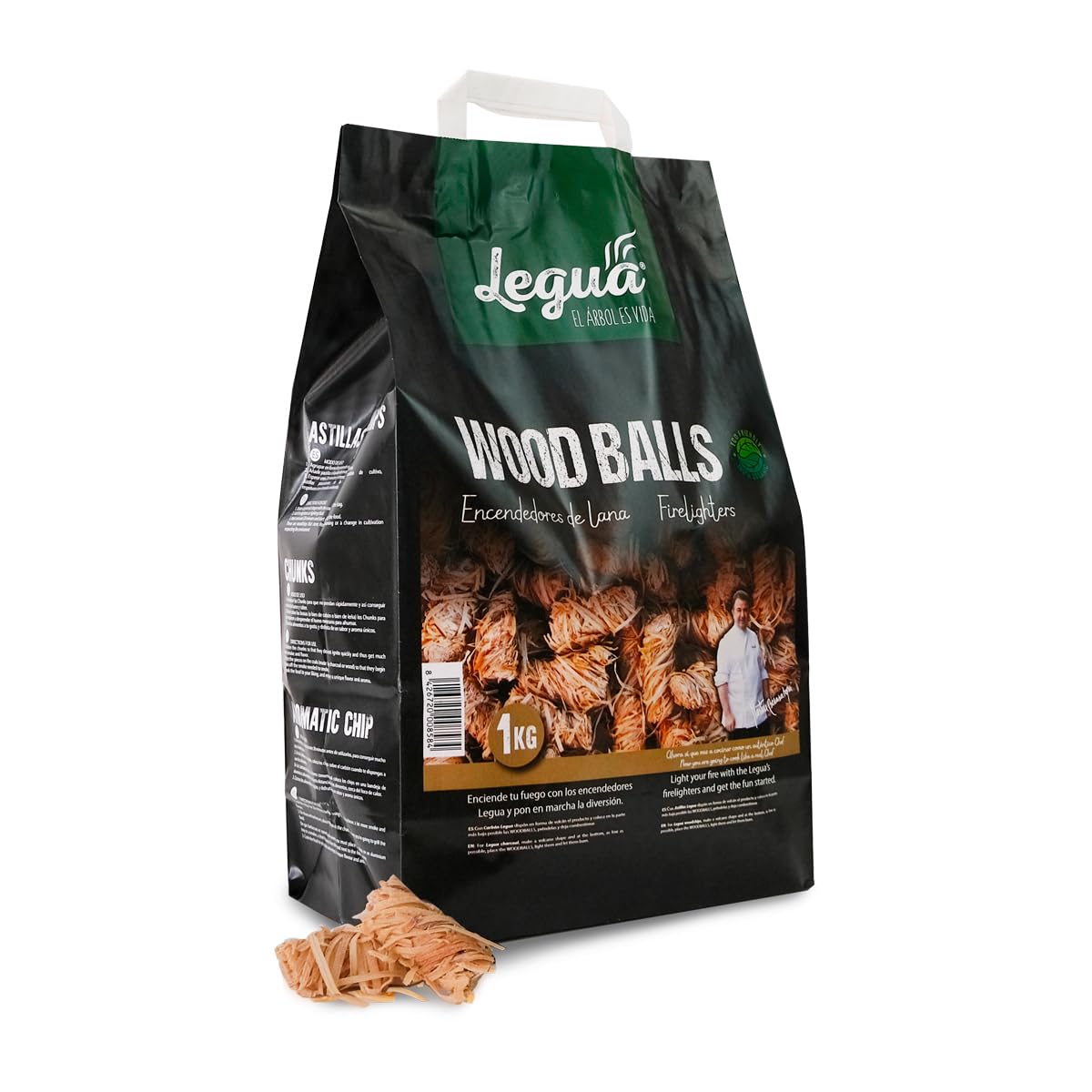 Legua Encendedores Naturales de Lana de Madera para leña (calefacción), barbacoas y hornos de Pizza (10kg)