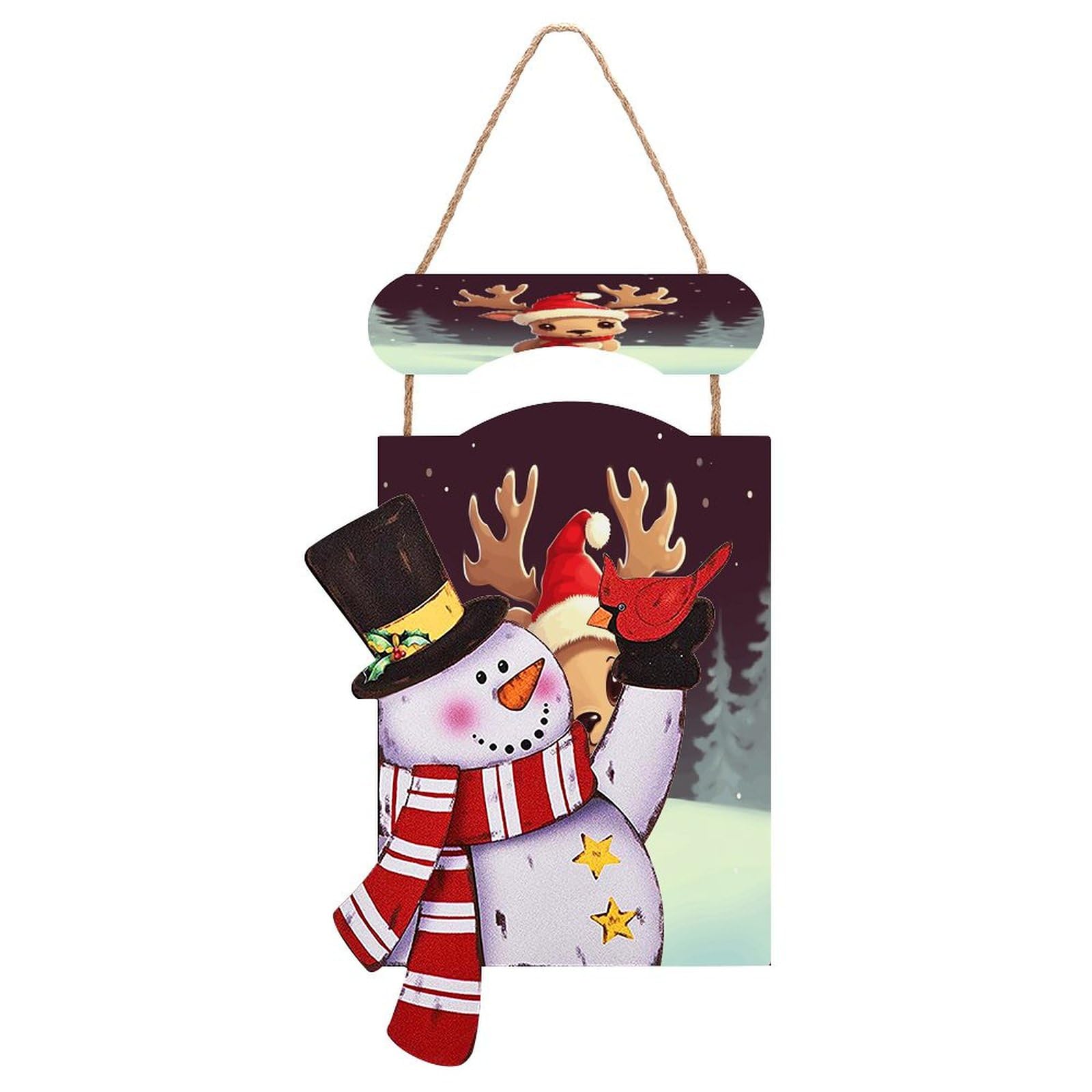 Mignon renne de Noël imprimé sur suspension en bois pour offrir une décoration murale