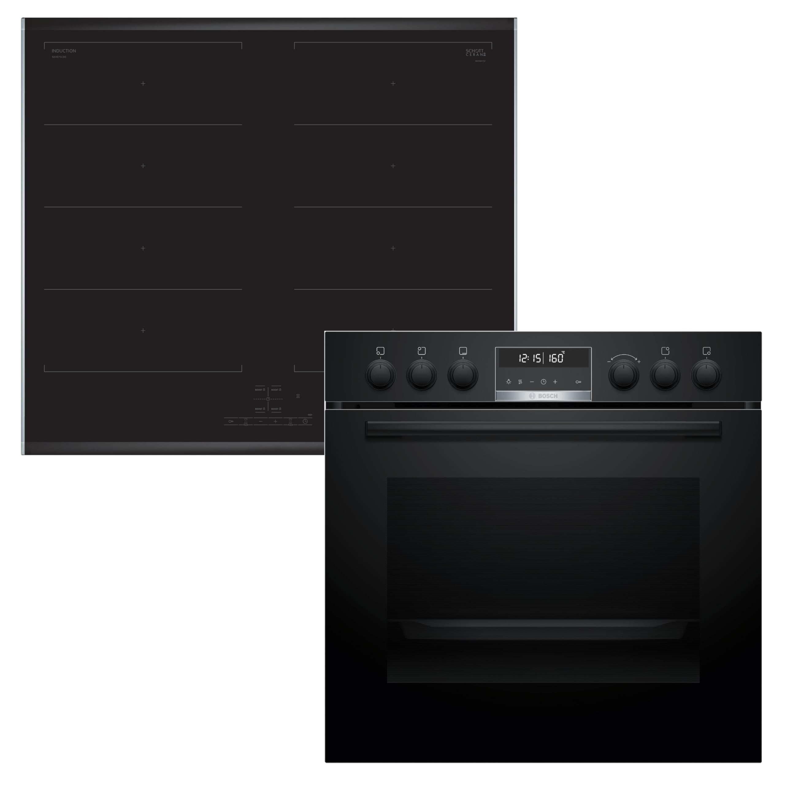 Bosch HND679LS62 Einbauherd-Set, Bestehend aus HEG578BB4 Herd, 60 x 60 cm, Air Fry, 3D Heißluft, Hydrolyse und Pyrolyse Selbstreinigung, & NXX675CB5E Induktionskochfeld, Flex Induction