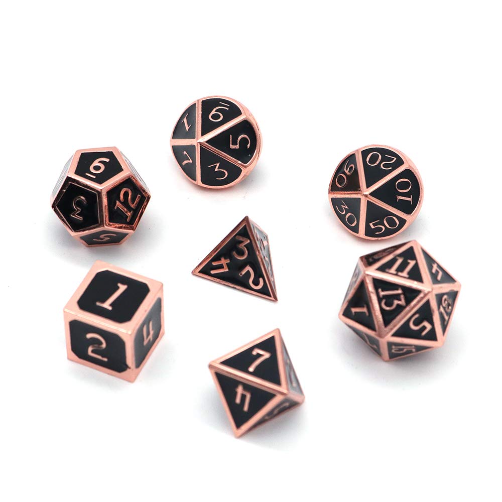 Dés Métalliques Polyédriques DollaTek 7PCS - Pour Donjons & Dragons - Sac De Rangement Inclus
