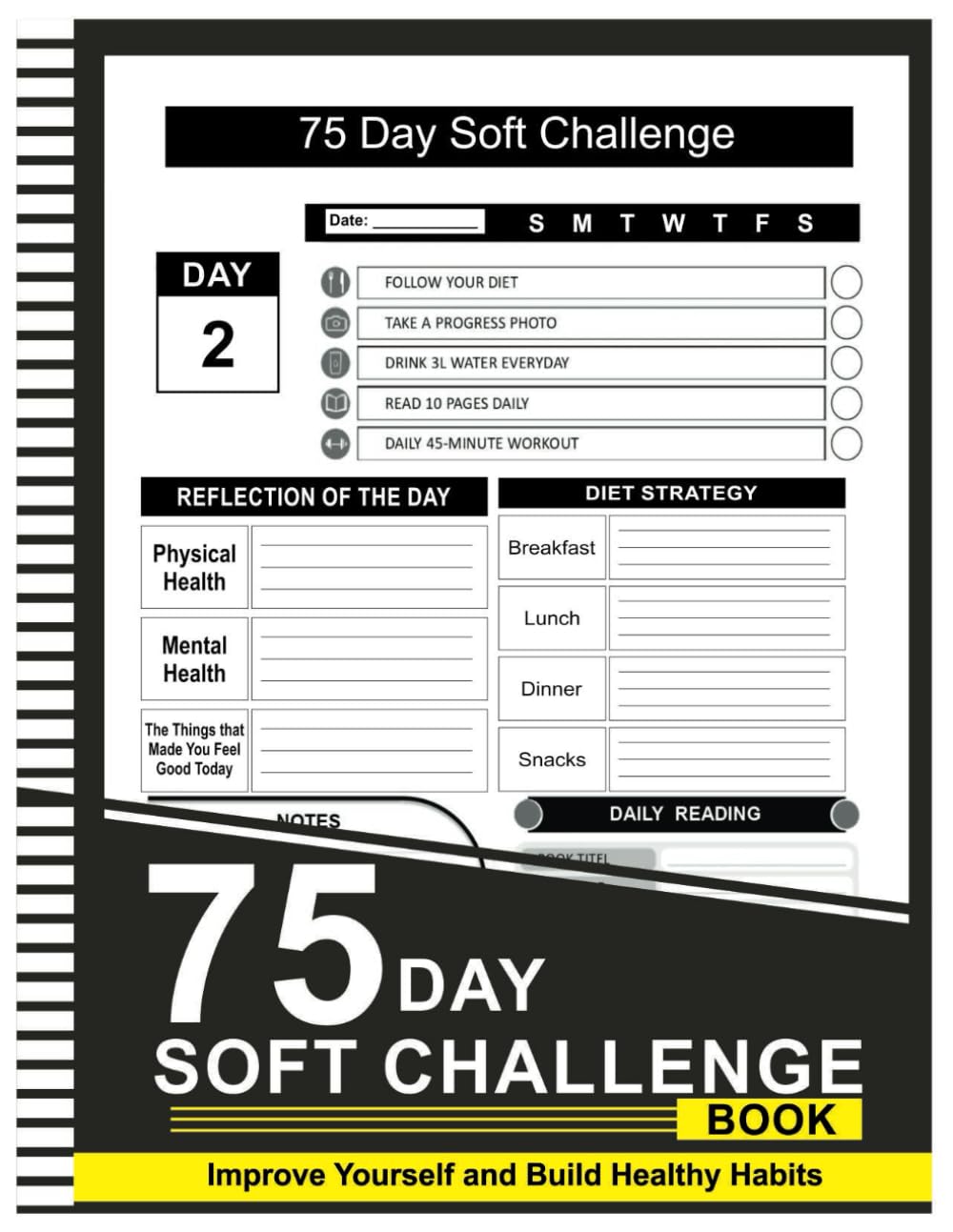 75 Soft Challenge Tracker and Journal - 8.5" x 11" 100+ Pages