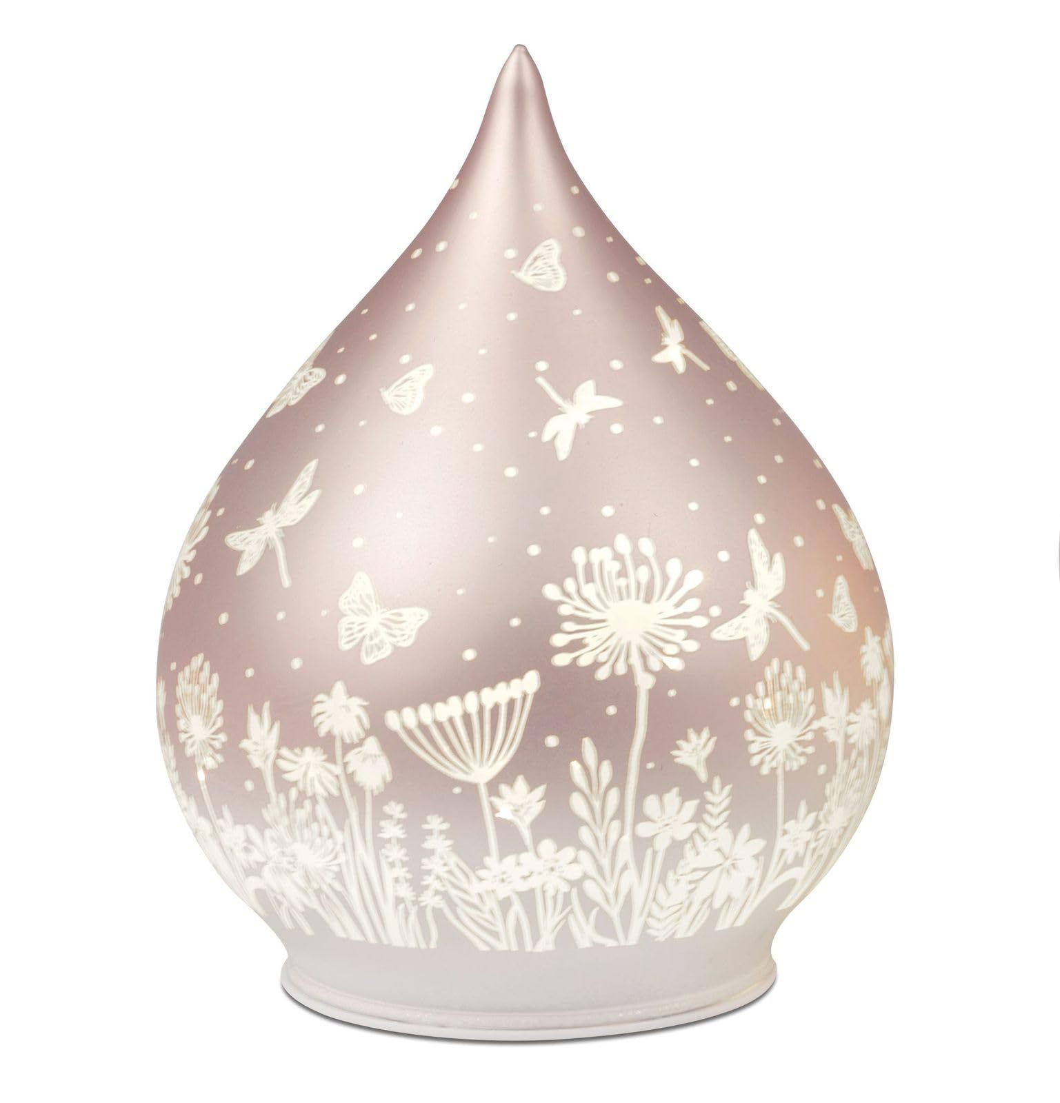 Lampe décorative LED veilleuse de nuit pour chambre, verre rose avec minuterie