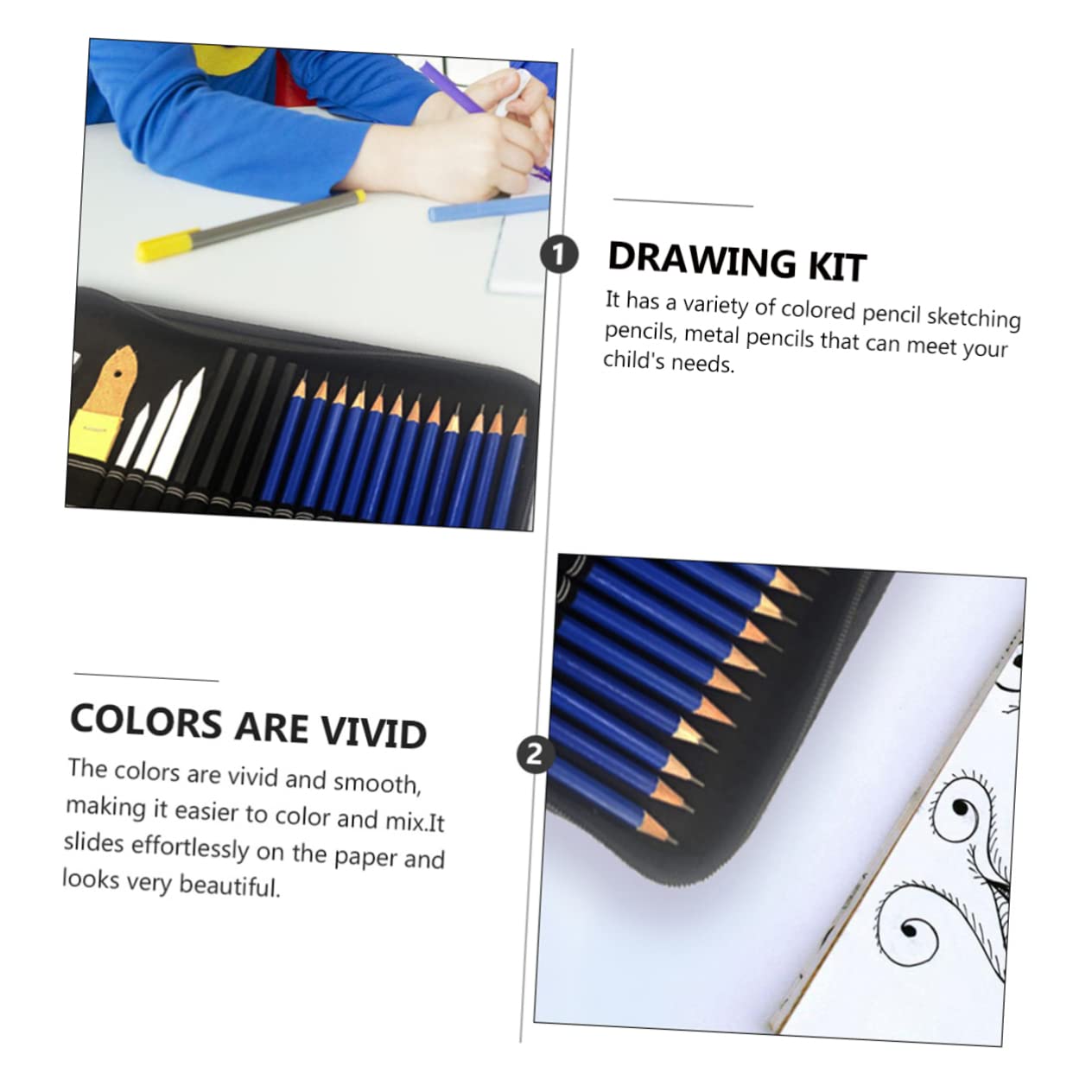 Set di Matite per Disegno da Schizzo per Studenti D'arte, 72 Pezzi | Matite per Disegno, Nero, Disegno Fluido e Punta Robusta, per Sketching e Coloring Books