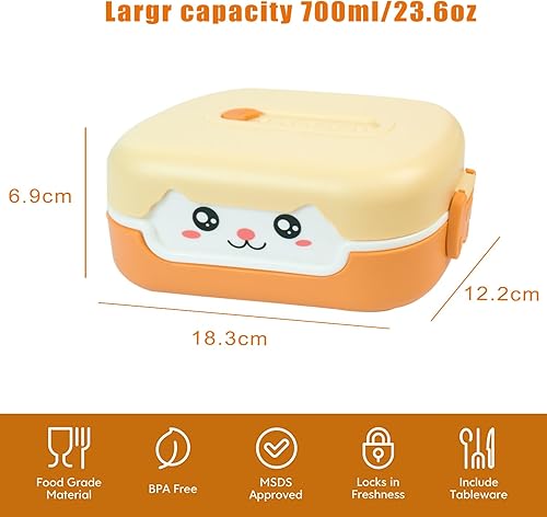 Miniatura 2 de SUNPRO Bento Lunch Box for Kids and Adults - Dishwasher and Microwave Safe, BPA and PVC-Free Snack Container (MIXCOLOR-C)