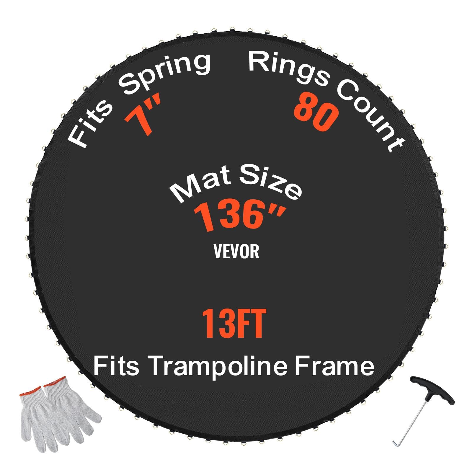 VEVOR Colchoneta de Repuesto para Trampolín, Se Adapta a Un Marco de 396 cm, Resistente a los Rayos UV con Herramienta Resorte y Anillos en V Duraderos, Se Adapta a Una Longitud de Resorte de 17,​8 cm