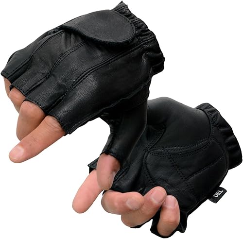 Milwaukee Leather SH442 - Guantes de mano de motocicleta para hombre, con acolchado de gel de piel, color negro