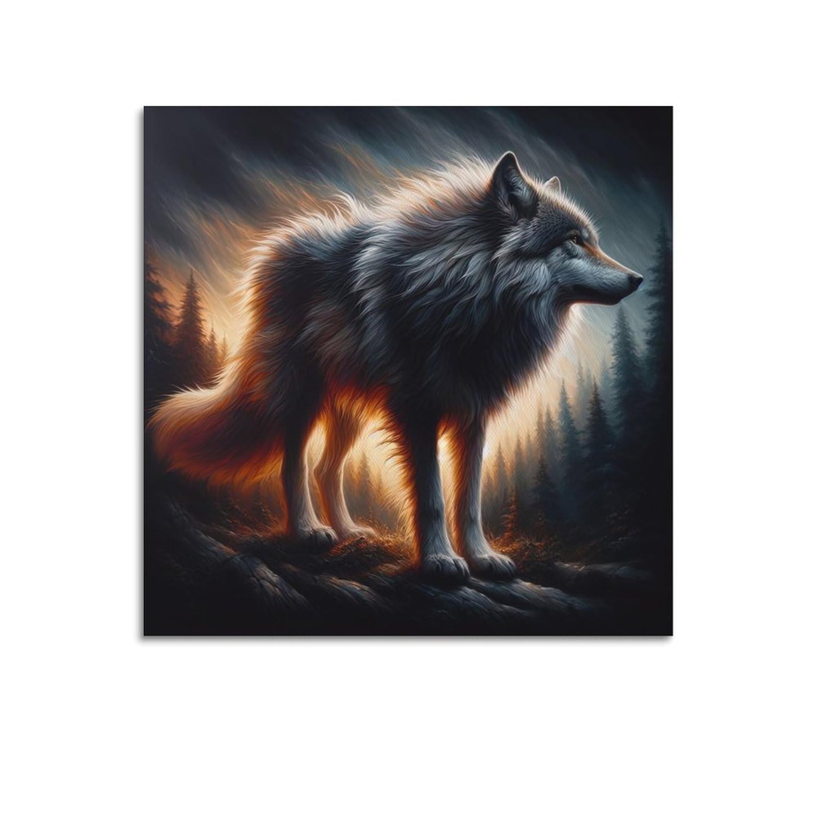 WPHSFX Animal Poster Wolves on The Mountaintop Poster Decorative Painting Canvas Wall Posters And Art Picture Print Modern Family Bedroom Decor Posters 12x12inch(30x30cm)