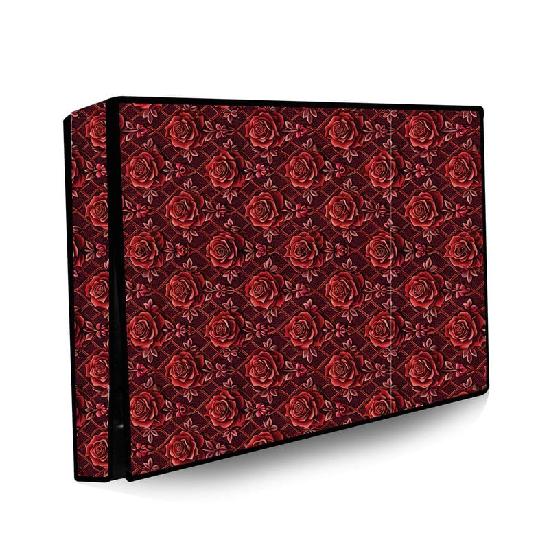 Mahal Creation PVC Printed LED TV Cover 24 Inch, Waterproof and Dustproof Cover (Red Flower)
