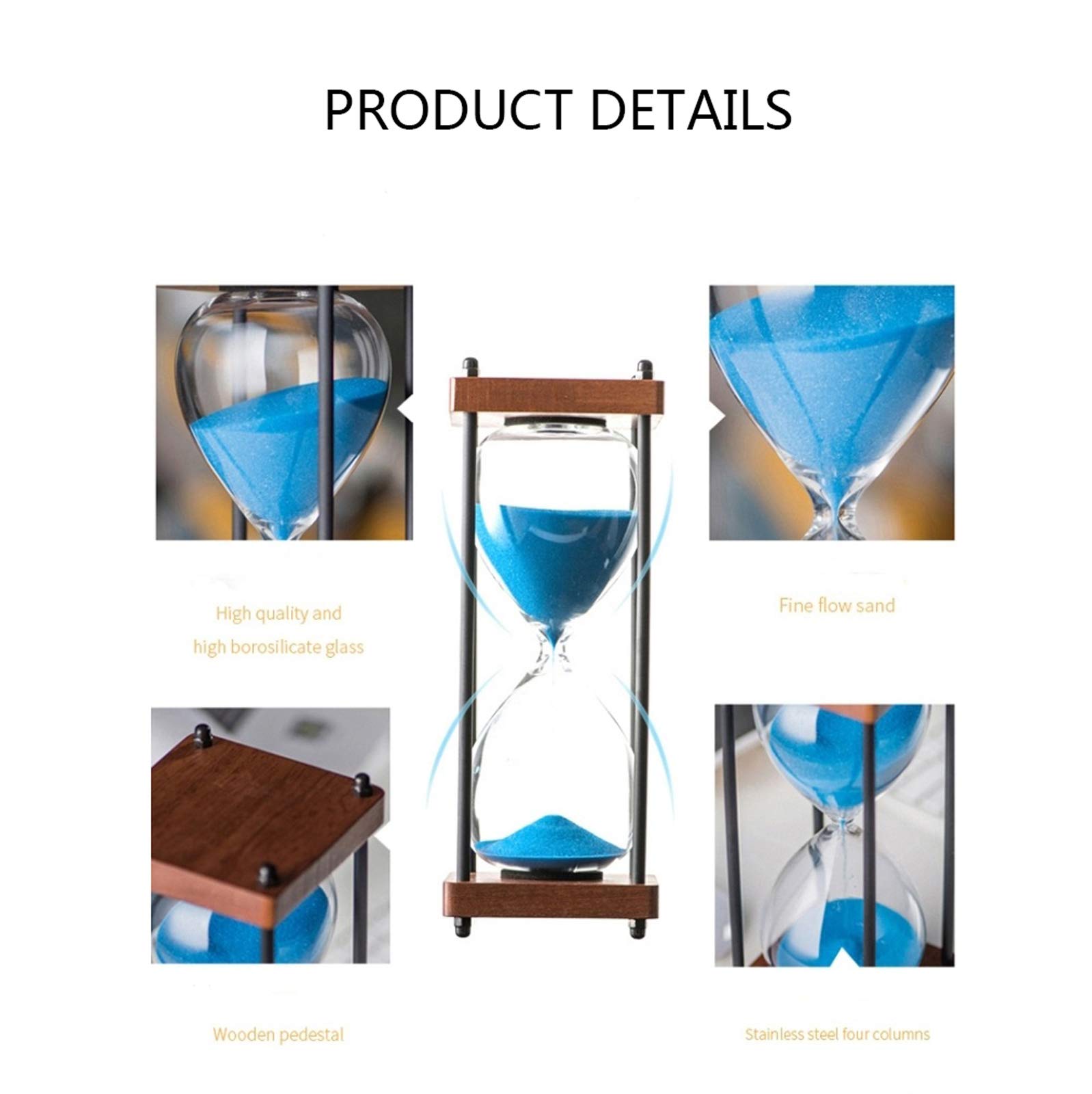 Sanduhren Sanduhr Timer30 Minuten Holzrahmen Sand Timer Home Decoration Arbeit Zeitmanagement-Assistent,- 8 Farben Mode Bunte Einzigartiges kreatives Souvenirgeschenk (15 30 Minuten)
