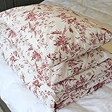 French Country 100% Full/queen Cotton Floral Pattern Red White Background Bedding Set with One Duvet Cover and 2 Pillowcases 200 Thread Count Premium Quality