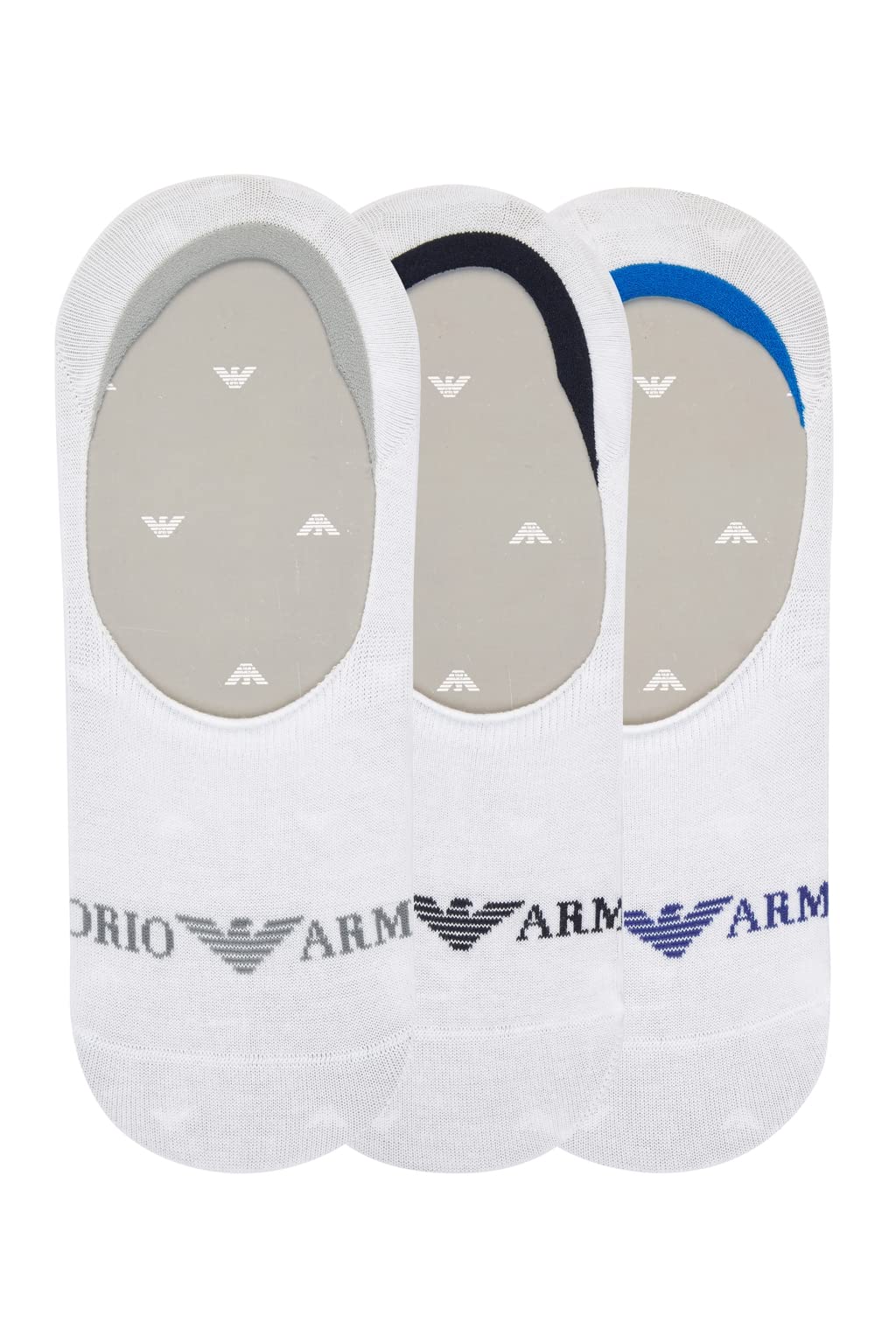 Emporio Armani Men's Casual Footies Socks, Pack of 3 3-Pack, White/White/White, S-M