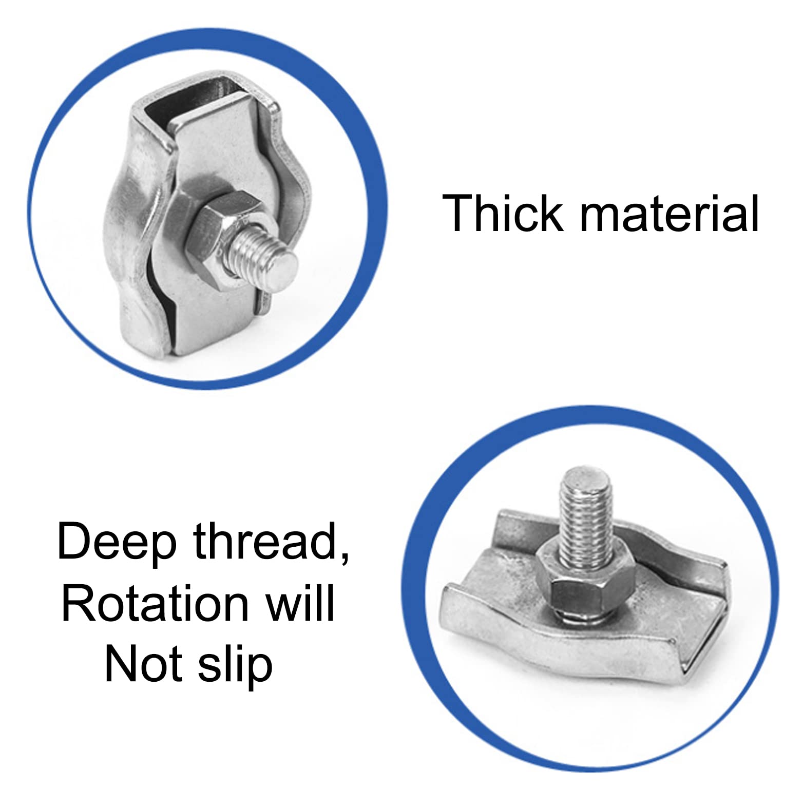 12 Morsetti Per Cavo In Acciaio Inox M6 | Per Funi, Tende, Stendibiancheria E Palestra