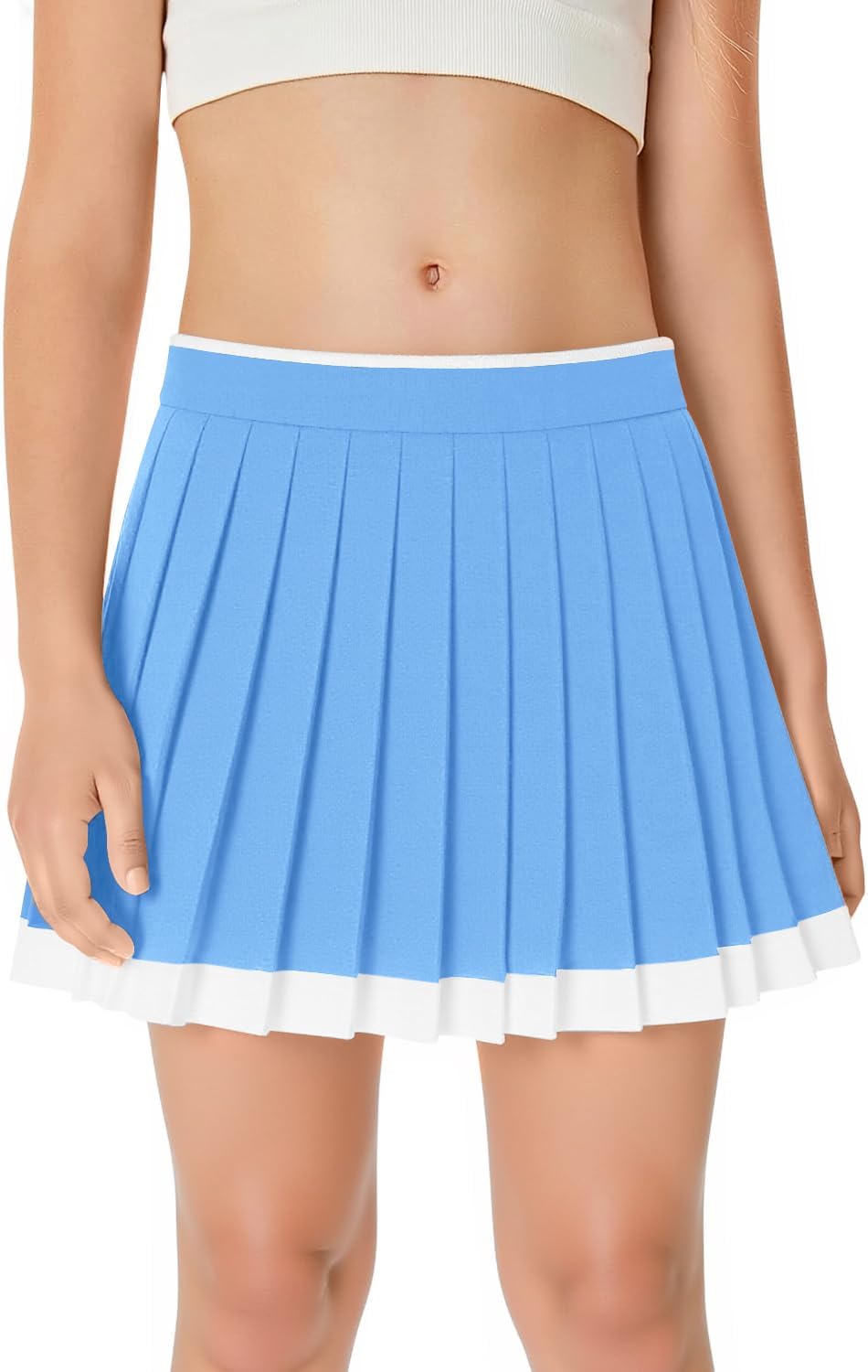 Haloumoning Girls Pleated Tennis Skirts with Shorts Kids High Waisted Athletic Skorts Golf Skirt with Pockets 5-14 Years