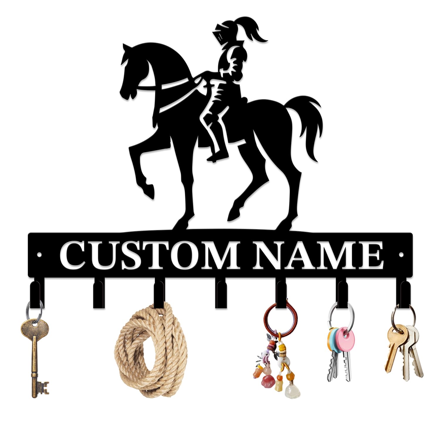 peanut case Personalized Farm Horse Keys Hooks,Custom Name Metal Cowboy Horse Art Keys Hooks,Metal Horse Lover Wall Home Storage Decorative Keys Hooks,Key Holder Hooks for Wall (Style C)