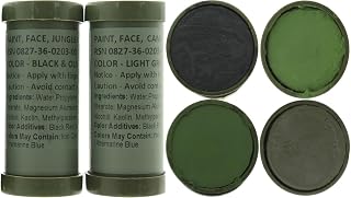 Camo Face Paint, NATO Military Camouflage Outdoor Makeup Jungle Paint Sticks (2 Sticks (4 Colors) - Black, Olive Drab, Light Green & Loam)