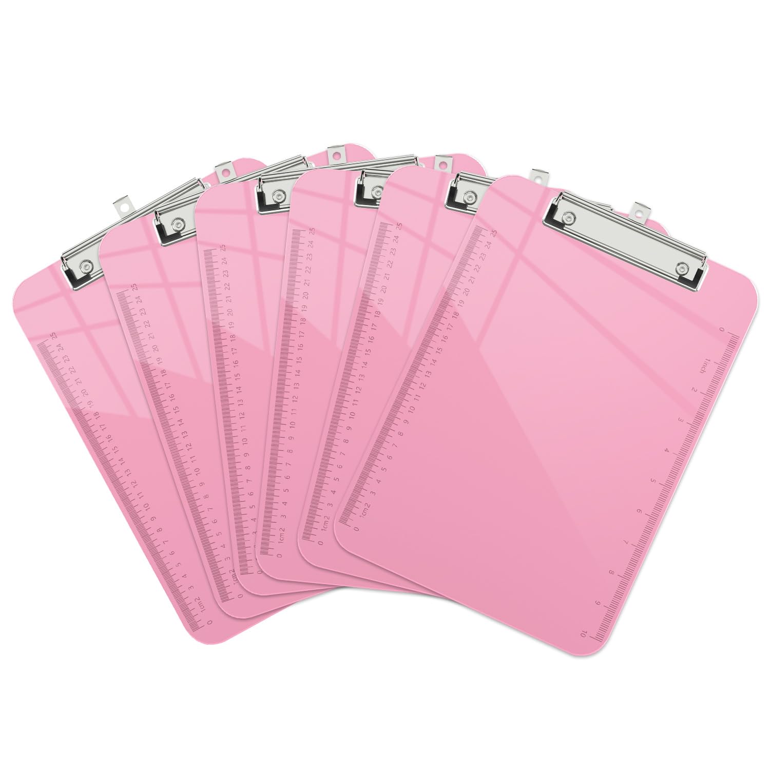 Piasoenc 6 Pack Plastic Clipboards, Translucent Clip Board with Low Profile, Office Supply, School Supplies
