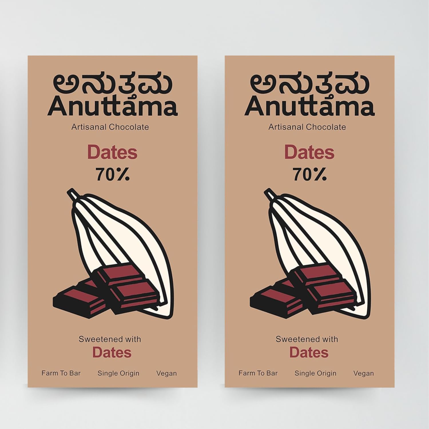 Anuttama Dark Chocolate|70% Cocoa|Sweetened With Dates|Handmade Chocolate|Dark Chocolate Bar|No Artificial Flavours And Colors|Vegan|Natural Chocolate Bar|Pack Of 2,50 Grams (B0CJRNBX2V) Amazon Price History, Amazon Price Tracker