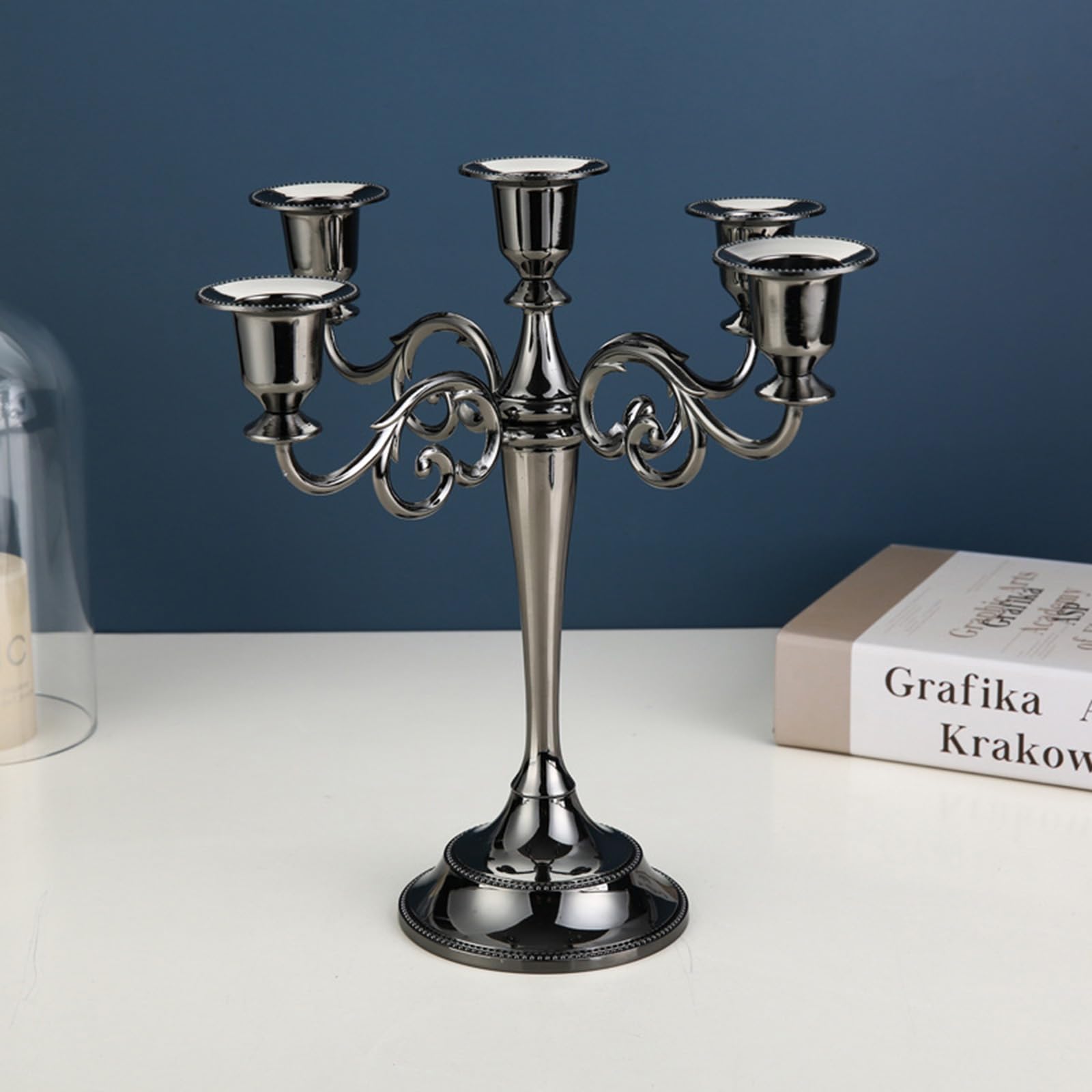 2 StüCk 3-Armiger KerzenstäNder Aus Schwarzem Metall, 25,4 cm, EuropäIscher Eleganter Kerzenhalter, KerzenstäNder FüR Hochzeit, Candlelight-Dinner, Weihnachtsfeste, Heimdekoration