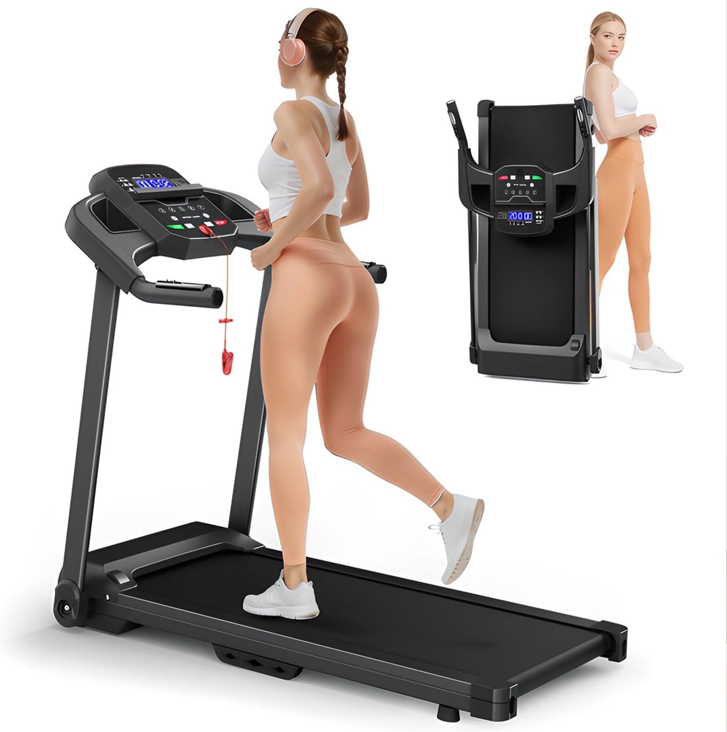 Caminadora Walking Pad Plegable con Manubrio y Pantalla LED