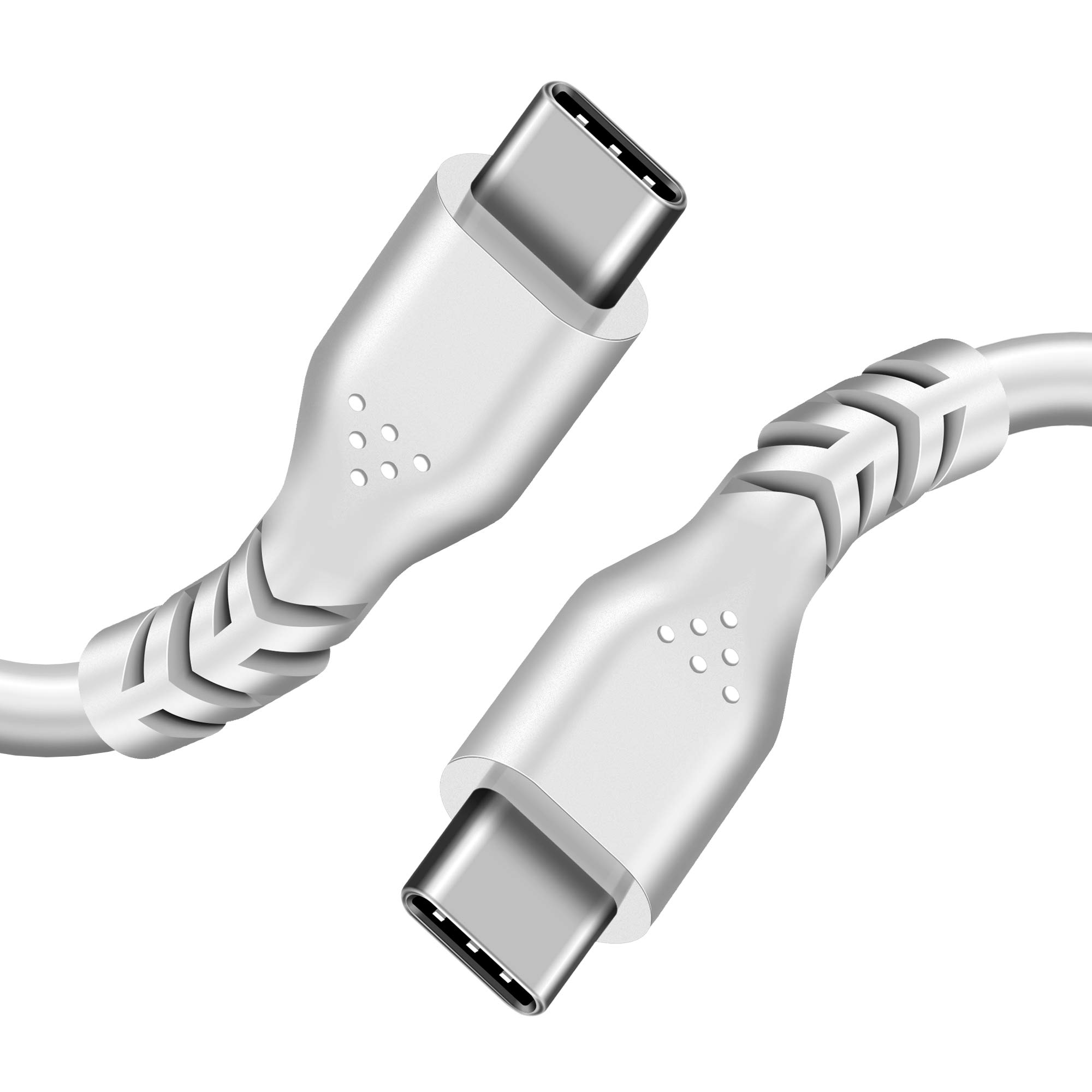 Fasgear USB C to USB C Cable (1 Pack, 1ft, White) Fast Charge Type C to Type C 2.0 Cable High-Speed Data Transfer Sync USB C-C Cable for Galaxy S10 S9, Huawei P20, Nexus 6P 5X, Chromebook, Matebook