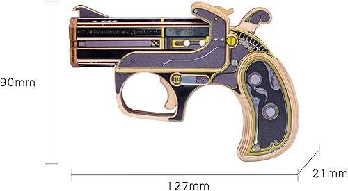 Miniatura 4 de MU AK47 - Rompecabezas de madera para adultos, diseño de pistola de madera para defensor de la seducción rosa, AK47, revólver con banda de goma,