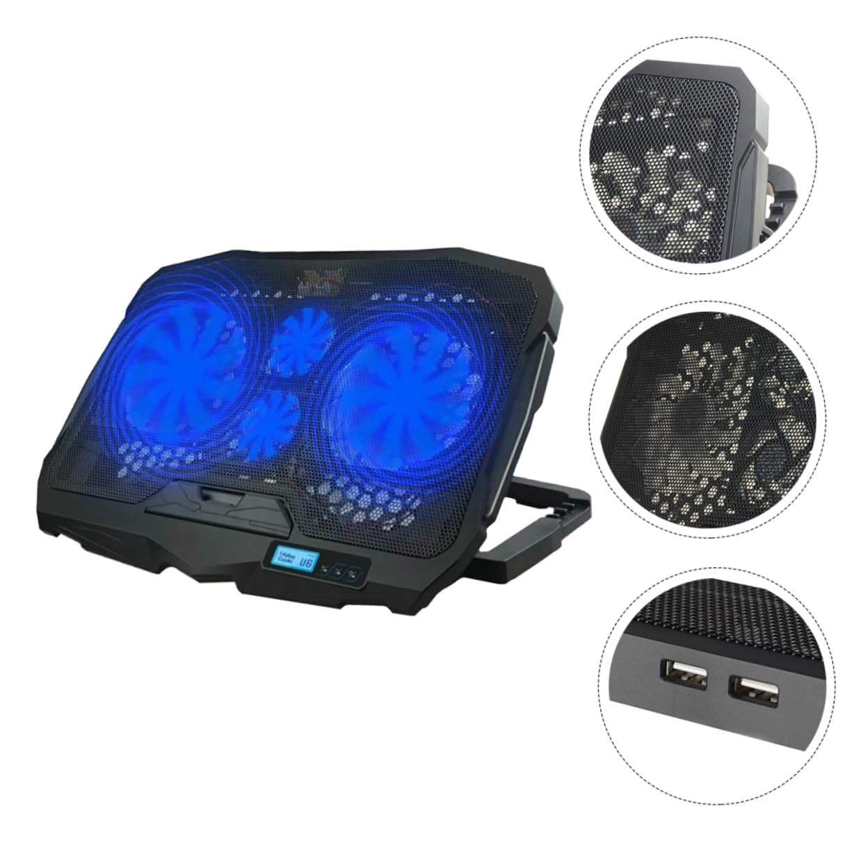 Supporto Portatile per Laptop Sistema di Raffreddamento per Notebook in Rame, Base di Raffreddamento Portatile Silenziosa 4 Ventole per Vacanze Estive