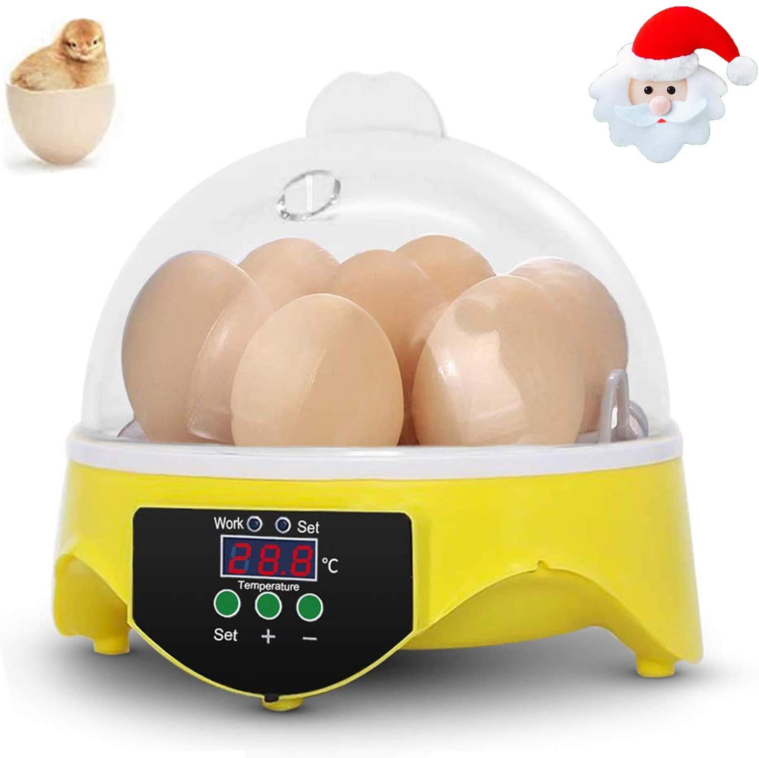 Mini Egg Incubator, 7Eggs Hatcher Poultry Eggs Hatching Machine with Temperature Control, Small Chicken Incubators Breeder for Hatching Chicken Quail Birds Eggs