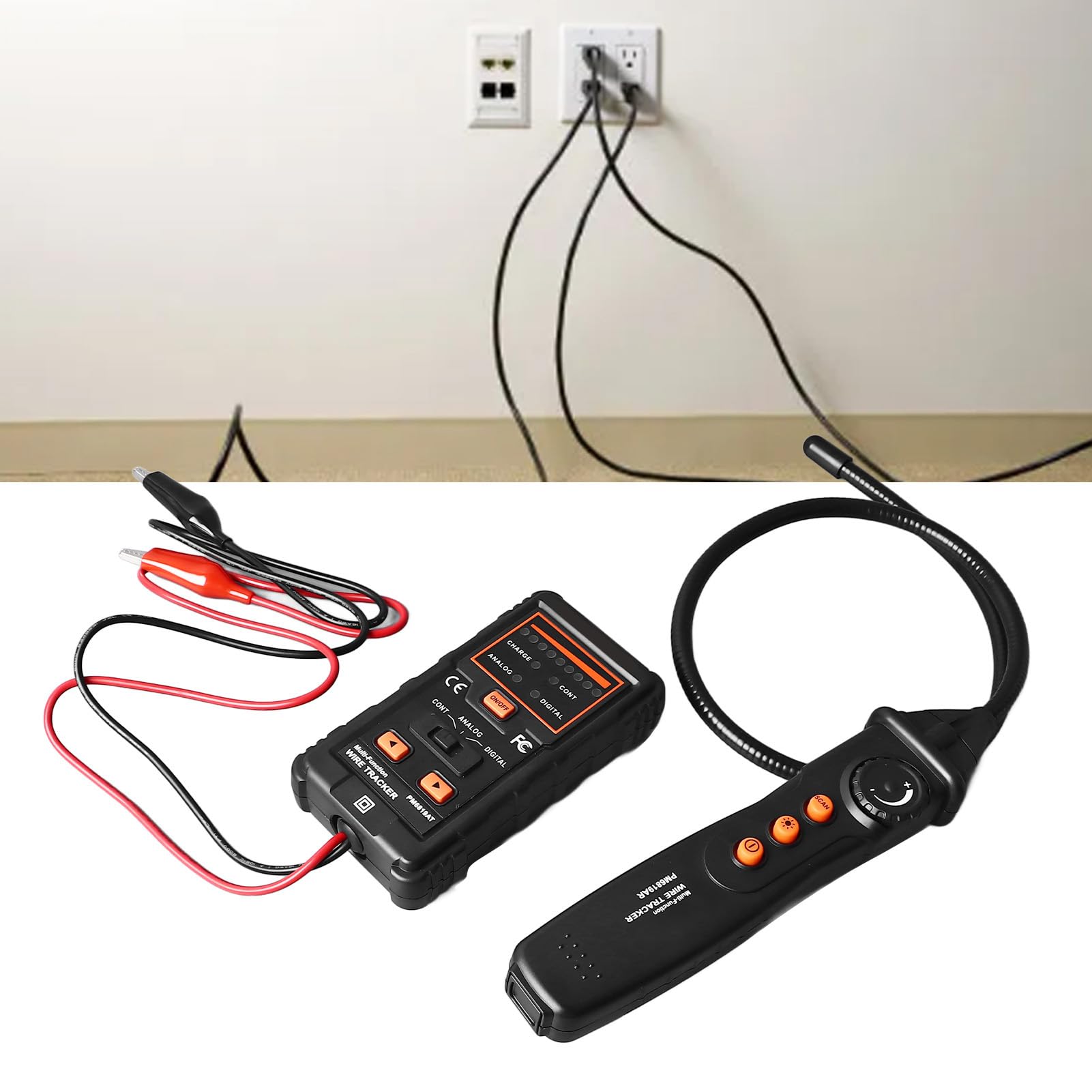 Multifunktionaler Leitungssucher, Digitaler Analoger Leitungssucher für Elektrische Arbeiten, 2 M Erkennungstiefe, Tragbares Design, ABS-Material