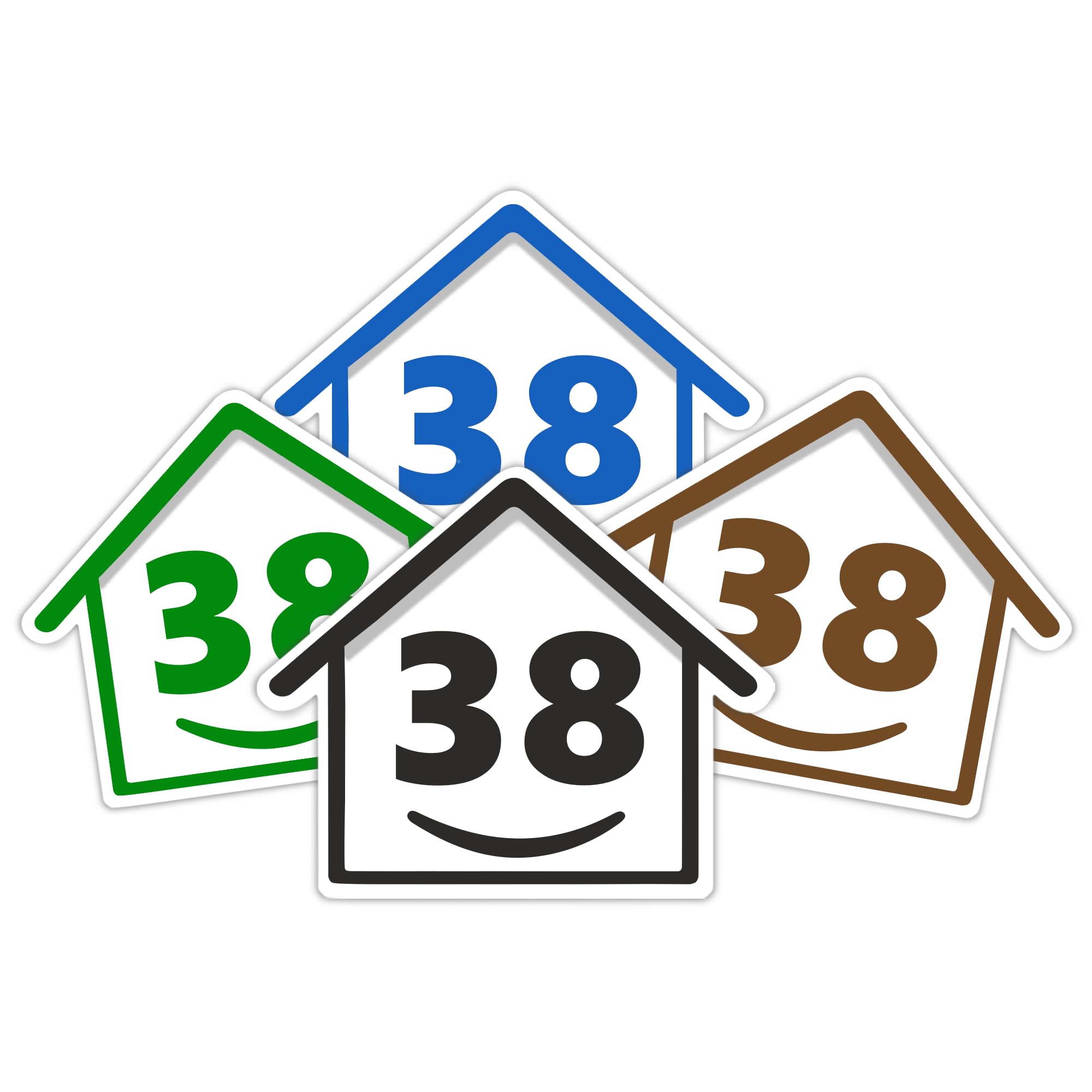 4 x Bin Numbers for Wheelie Bins, 1-99, 15cm ‘Happy House’ Colour Design Dustbin Stickers, Easy Application Stick On Number Stickers - Weatherproof Self Adhesive Vinyl – Blue, Black, Green, Brown (25) — view 89