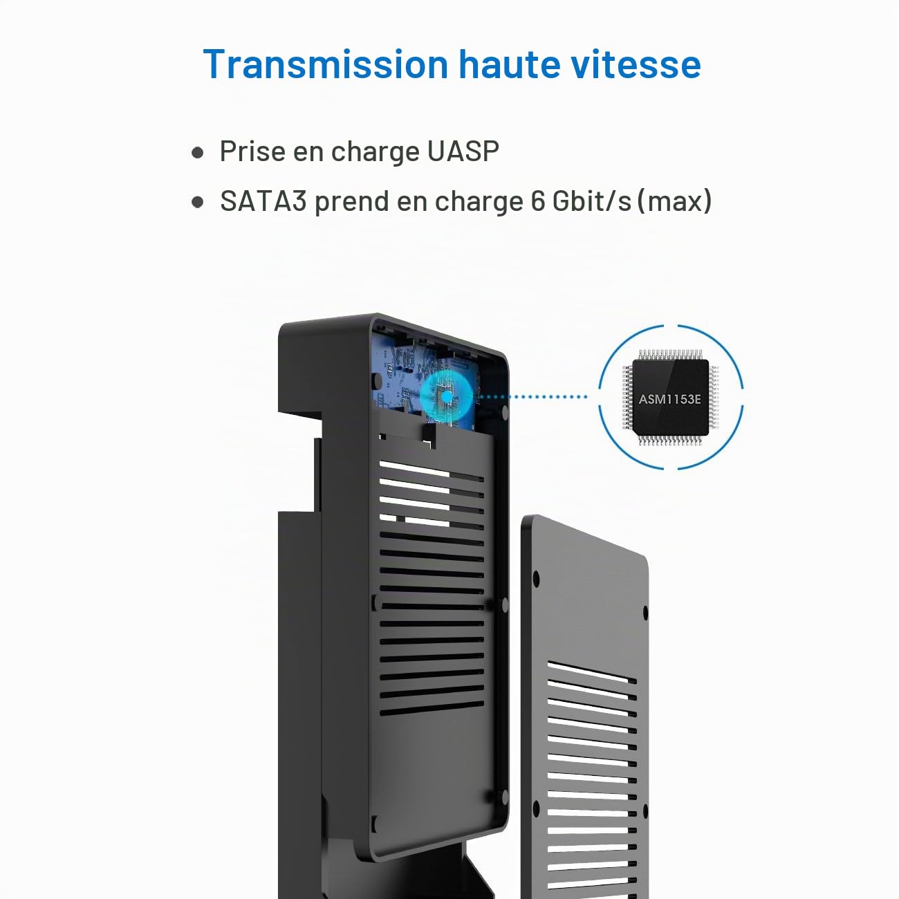 Inateck Boîtier de Disque Dur pour HDD et SSD SATA de 2.5"/3.5", Support UASP, Un Adaptateur d'alimentation 12V/2A Inclus, Pas Besoin d'Outils, Noir,FE3002