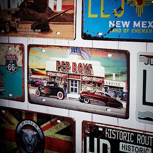 Image of Eazywagon Pep Boys Multipurpose Metal Signs - License Wall Plate, Decorative Car Tag - Ideal for Cafe, Restaurant, Shop, Home, Hotel, Club, Office, Living Area