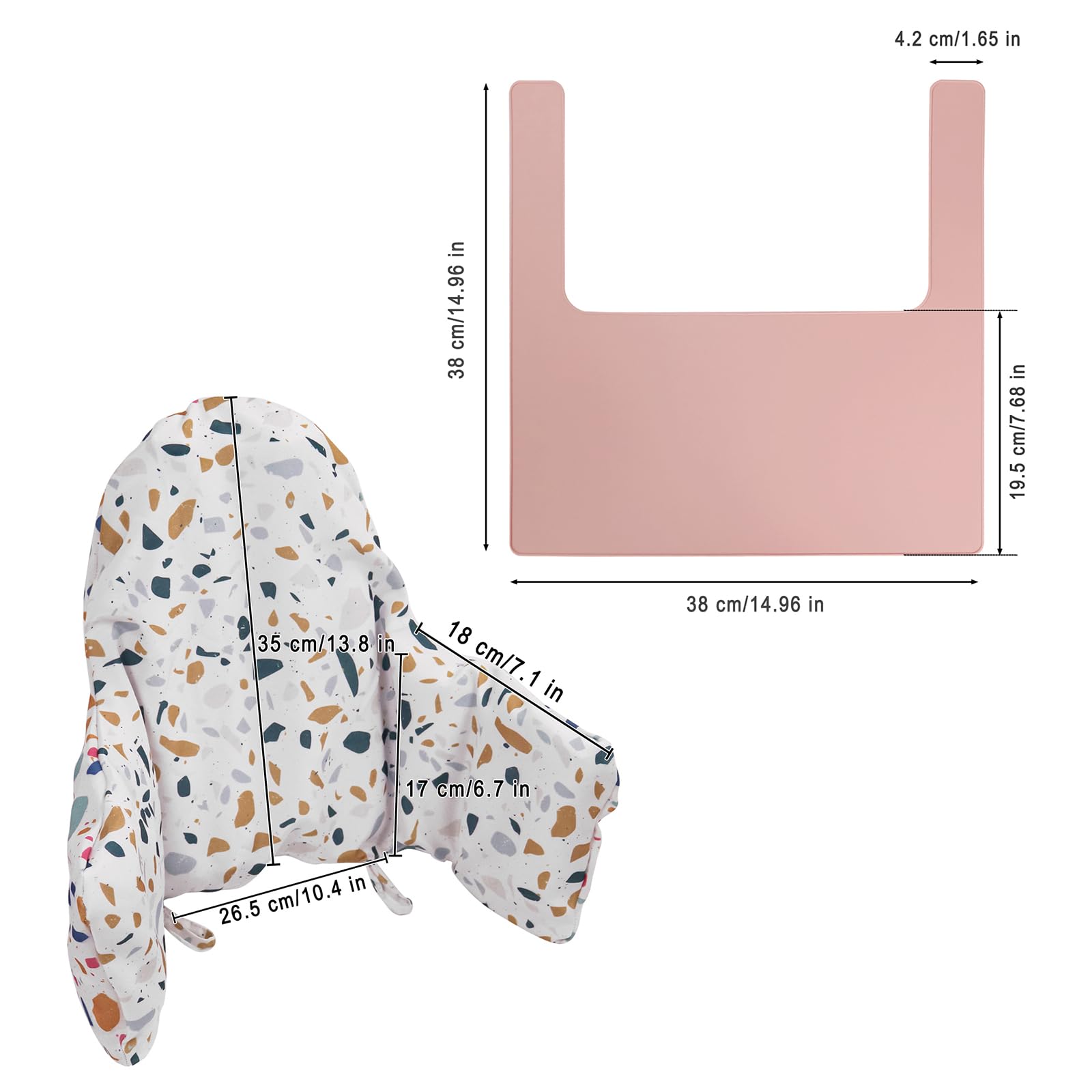 Ikea Antilop - Cuscino per seggiolone, con 2 tovagliette, cuscino gonfiabile integrato, morbido e confortevole, per sedersi più comodamente (fiore di pietra)