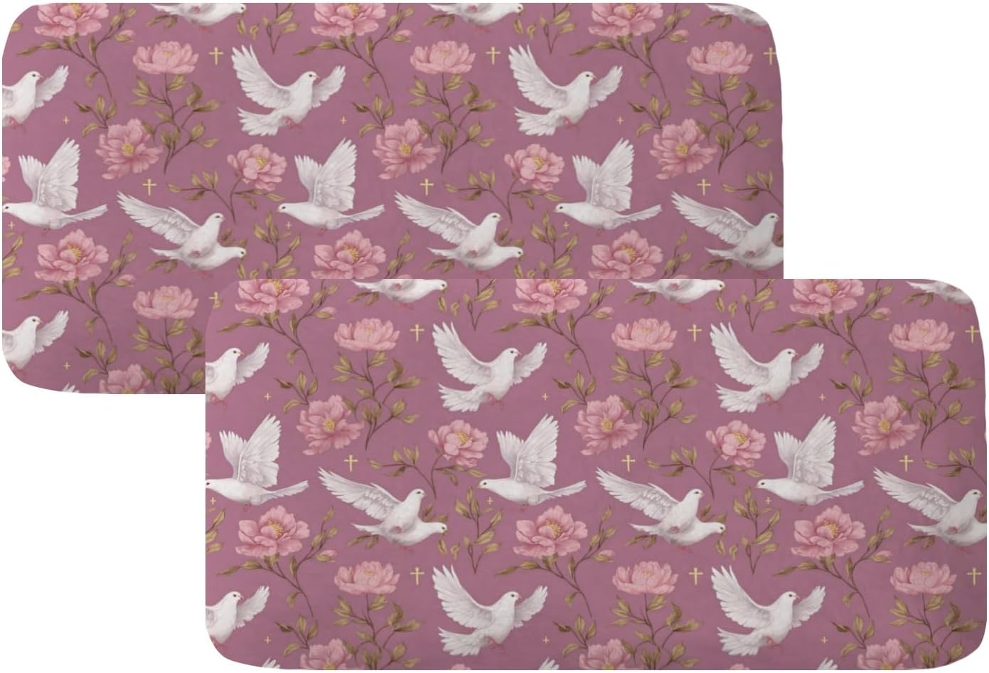 Peaceful Bloom Bird Pink Loveseat Covers Couch Covers for 2 Cushion Couch, 2-Piece Stretch Sofa Slipcovers Anti-Slip Washable Furniture Protectors for Dogs Pets