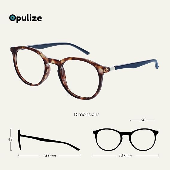 OPULIZE MET Reading Glasses for Women Men, Slim Round Frame with Spring Hinges and Scratch Resistant, Brown +1 (Pack of 1)
