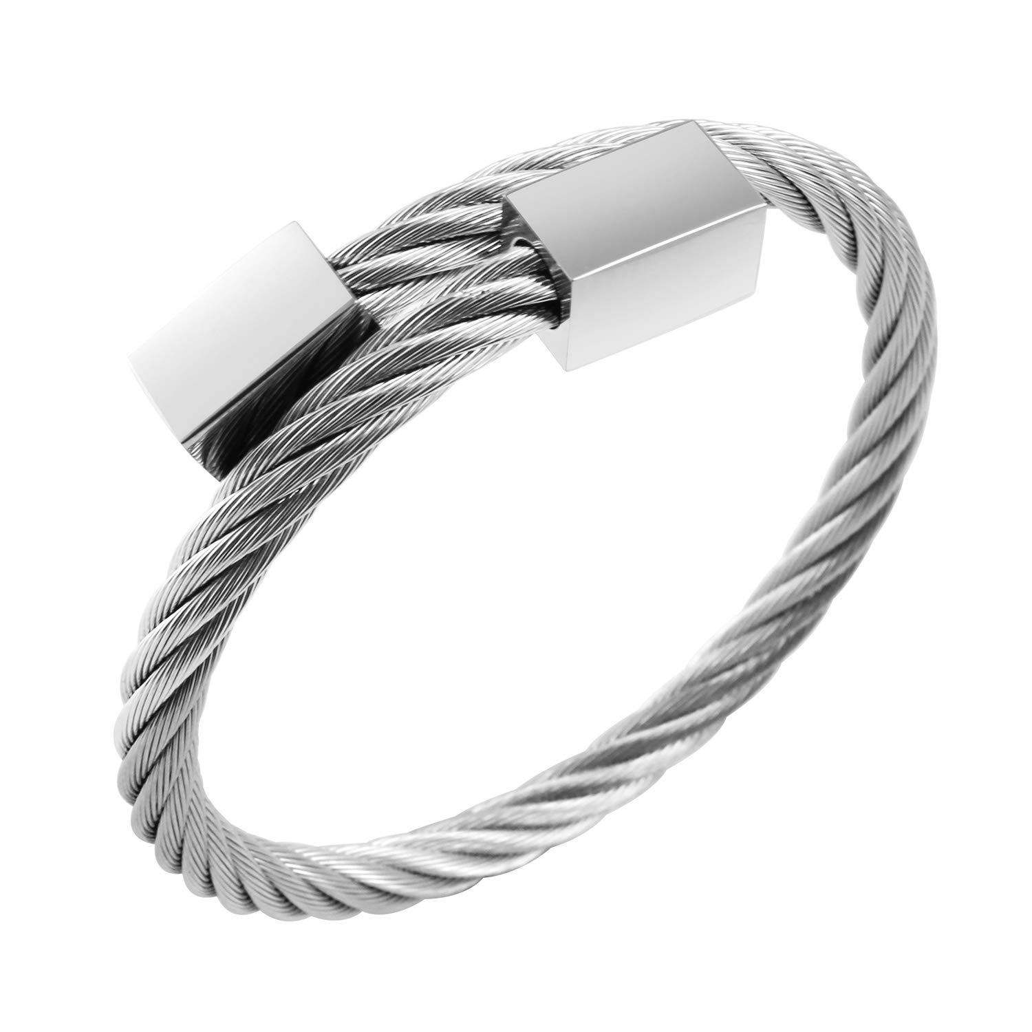 Bracciale Rigido Aperto 555Jewelry In Acciaio Inossidabile 316L – Intrecciato A Fili, Per Donne E Ragazze - 4
