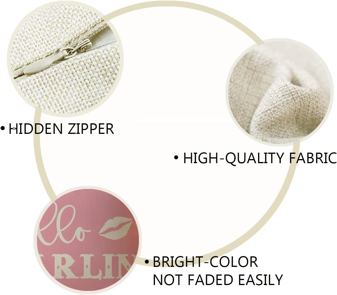 ULOVE LOVE YOURSELF Funny Couple Pillow Covers 18x18 Howdy Cowboy Hello Darlin’ Western Throw Pillowcases Rustic Farmhouse Decor Cushion Covers 2Pack for Cowboy Cowgirl Valentine Decorations (Pink) - Image 6