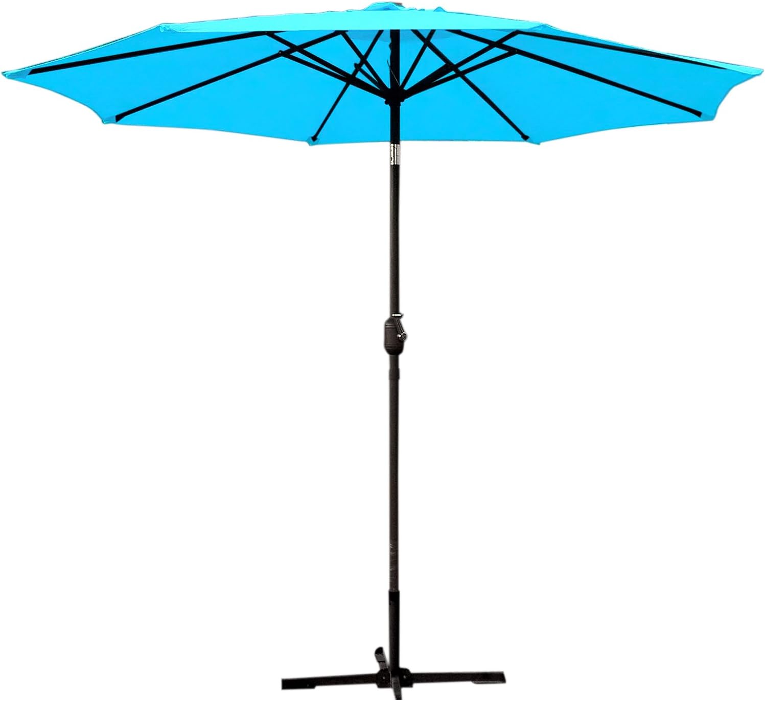 Jeco Aluminum Patio Market Umbrella Tilt with Crank, Fabric & Black Pole, Burgundy, 9'