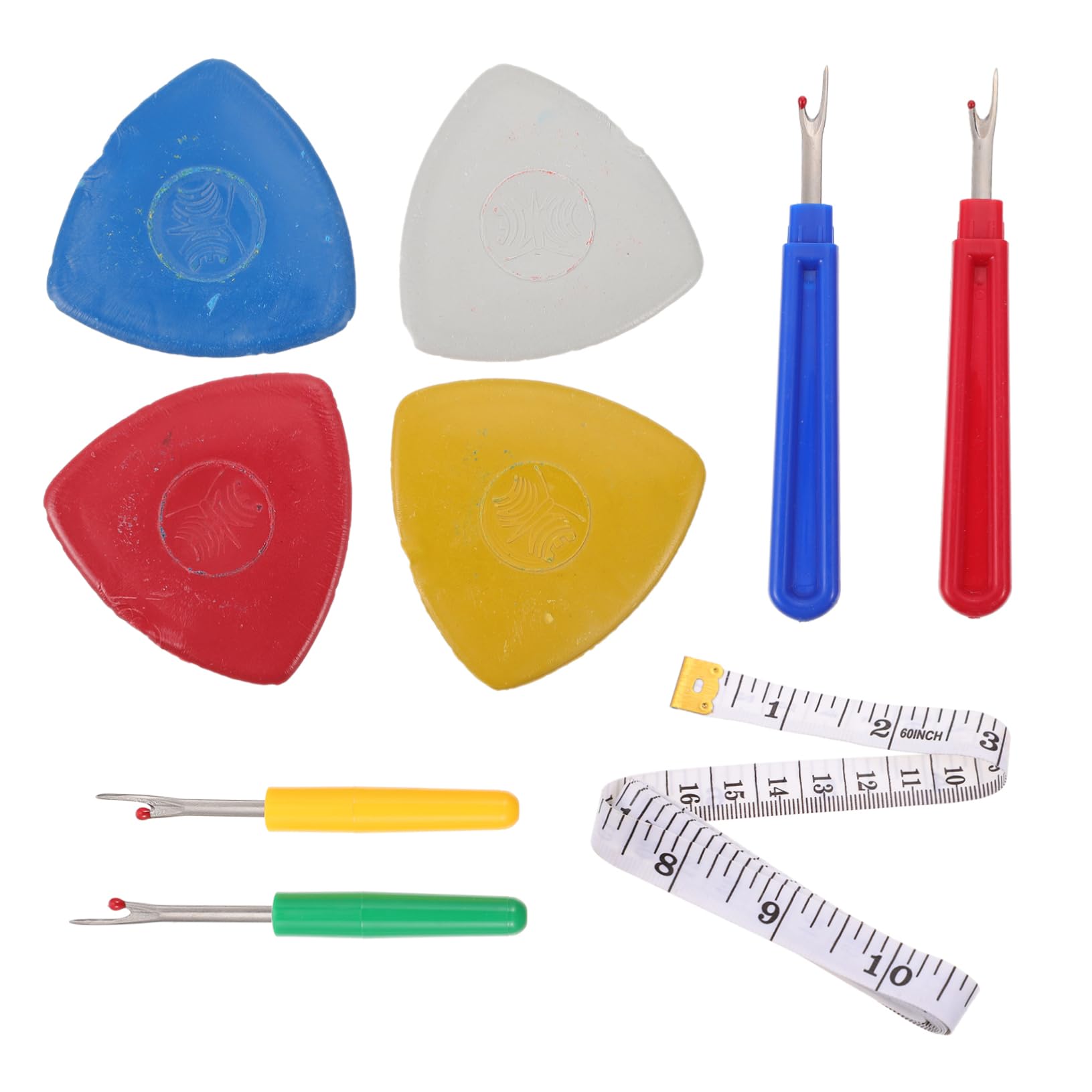 SEWACC Ergonomic Seam Ripper Set 9pcs Tailor Tool Set Fabric Ruler Sewing Ripper Remover Seam Thread for Fabric Material Fishing Line