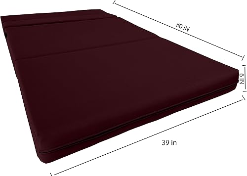 Miniatura 10 de D&D Futon Furniture Colchón plegable de espuma, tumbona para silla, sofá cama estudio para invitados, individual XL, 80 x 39 x 6 pulgadas de grosor