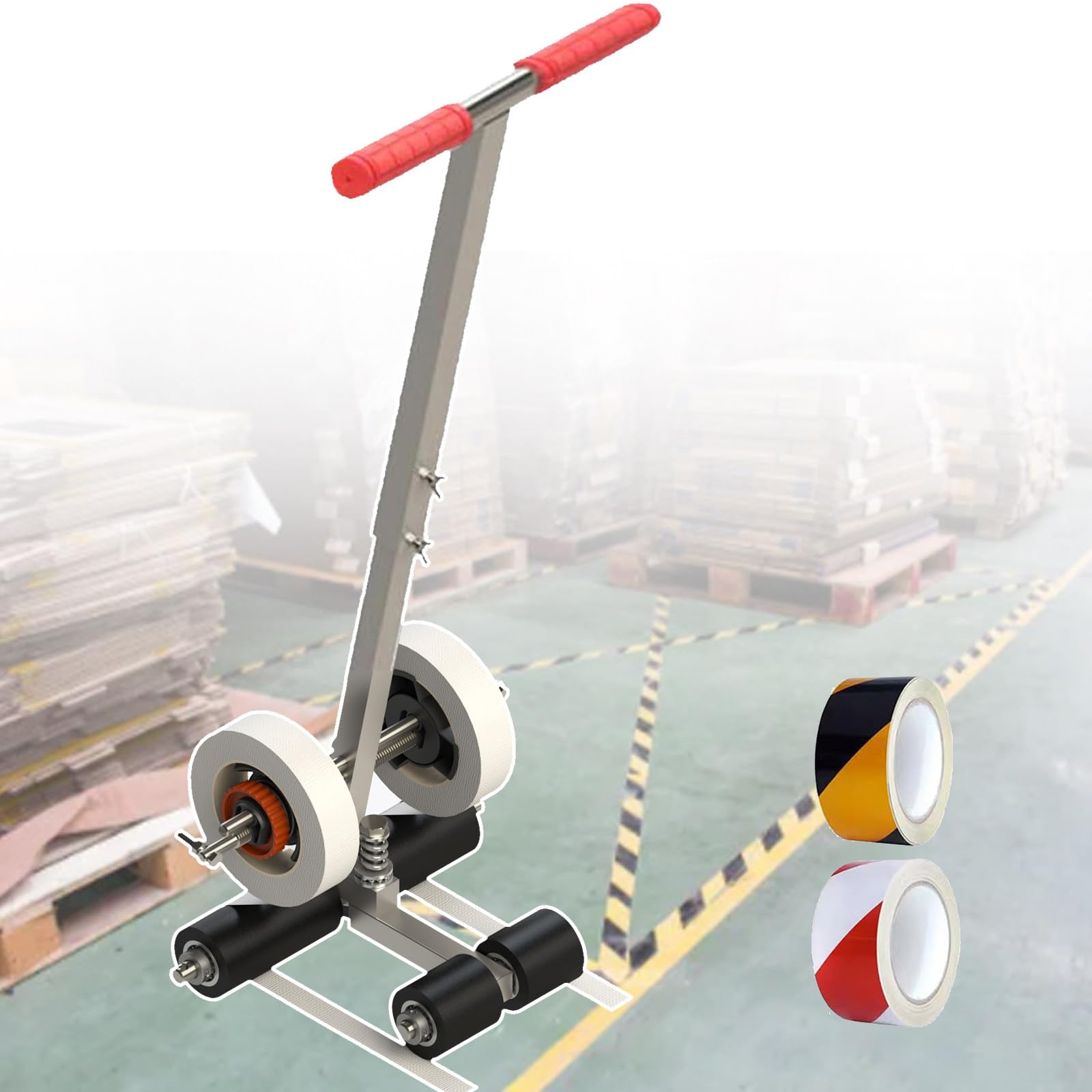 asdchZen Parking Lot Paint Striping Machine, Masking Master Tape Dispenser,With Two Rolls Of Tape, For Marking Sports Fields, Parking Lots,A