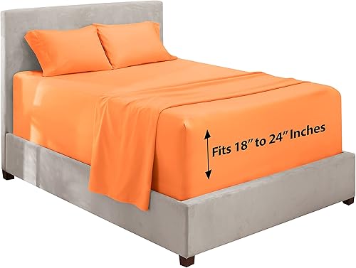 Miniatura 7 de Hearth & Harbor Juego de sábanas de bolsillo extra profundo, sábanas de lujo de 3 piezas para colchones de hasta 24 pulgadas de grosor, tamaño