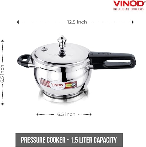 Vista 63 de Vinod V-3L - Olla a presión de acero inoxidable, 3 litros, mediana, color plateado