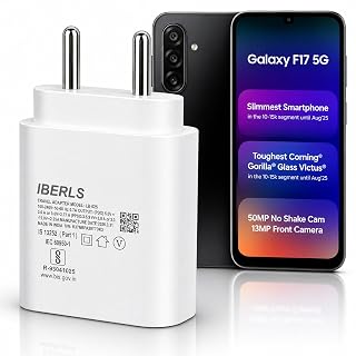 IBERLS 25W Pd 3A Type-C Super Fast Adapter Compatible with Samsung F17/F70e/F07/F06/F36/F56/F16/F15/F05/F55 /F13/Tablet/Galaxy Watch- Charge Your Device with 25 Watt USB C Fast Charger- White