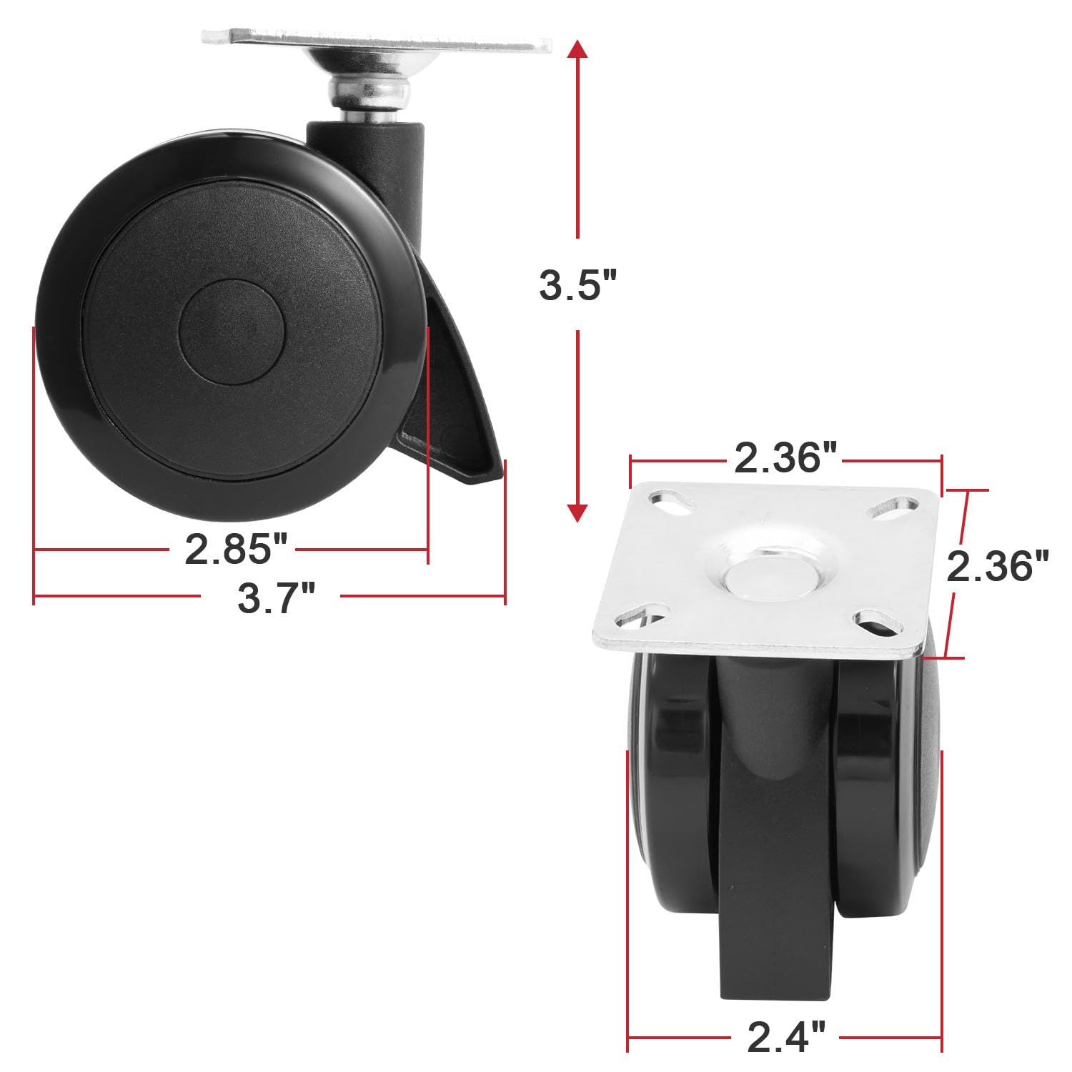 69828 69827 Locking Caster for Weber Spirit 200 300 Series Grills, 4 Pack Caster Wheel with Plate for Weber Grill Replacement Parts (Model Years 2013 and New)