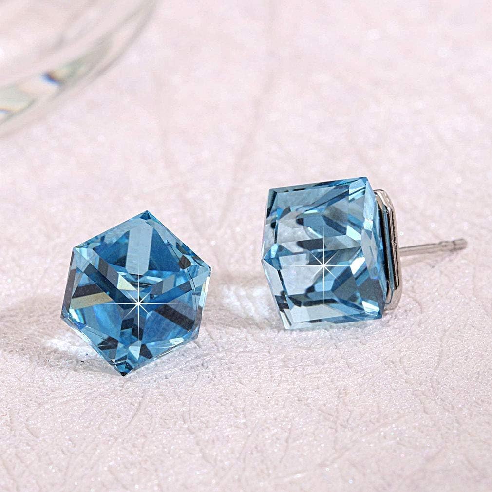 Cube Austrian Crystal Drop Stud Earrings for Women Fashion S925 Sterling Silver Hypoallergenic Jewelry - Image 7